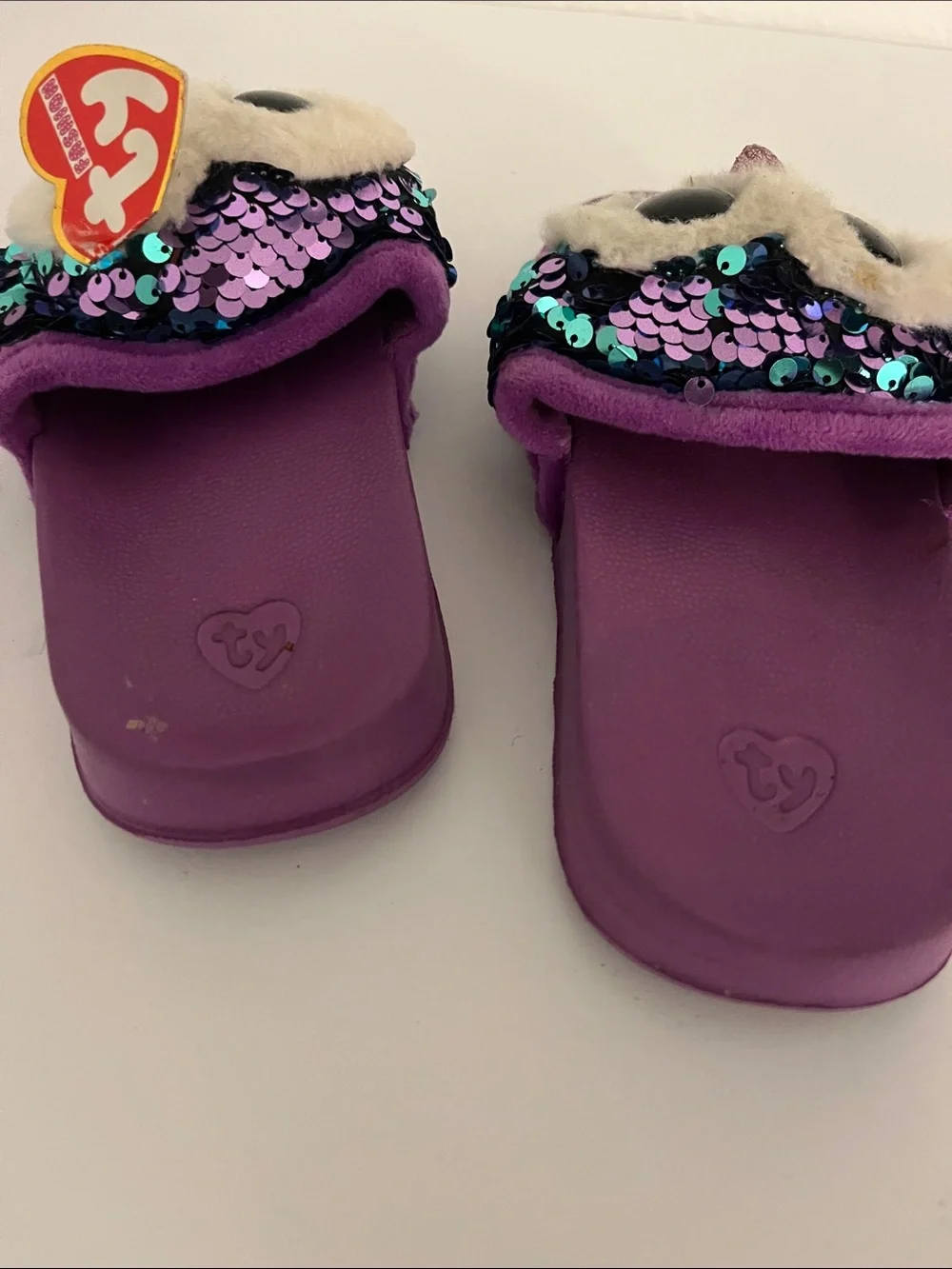 Ty Purple Sequin Owl Slide Slippers